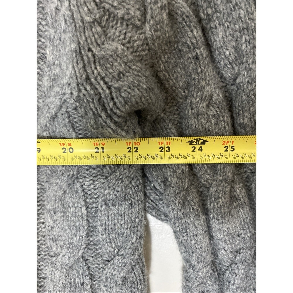 Turnbury Merino Wool Cable Knit Sweater Gray Cardigan Mens L Wood Buttons Grampa - Picture 11 of 12